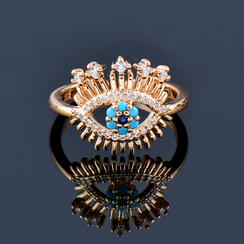 Fashion Devilu0027S Eye Alloy Plating Inlay Rhinestones Womenu0027S Open Ring 1 Piece