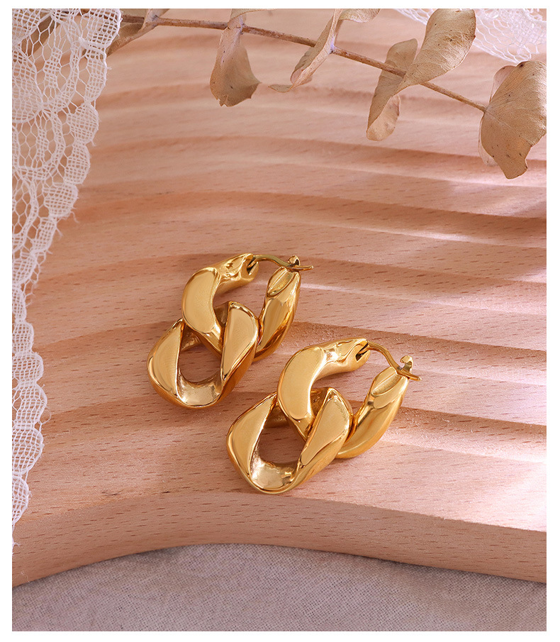 Double Ring Buckle Stainless Steel 18k Gold Plated Female Earrings 2021 New Earrings display picture 5