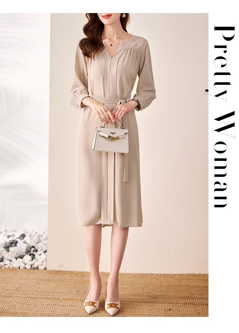 Đầm maxi nữ thắt eo voan Pháp thanh lịch đi làm — Màu xanh tím than chi tiết 12