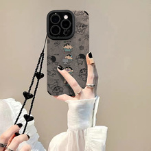 蜡笔小新手链适用苹果15promax手机壳iphone17翻毛皮16软硅胶14女