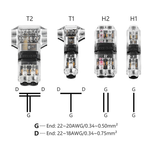 T-type I-type single and double wire no-stripping straight-through branch connector no-stripping quick wiring line card line pet push type