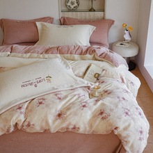 冬季牛奶绒四件套加厚保暖加绒双面床单被套法兰珊瑚绒床上用品