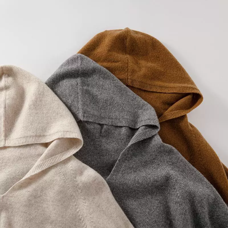 【衡嘉LM】穿搭羊毛衫女100纯羊毛无缝连帽毛衣针织上衣细羊毛