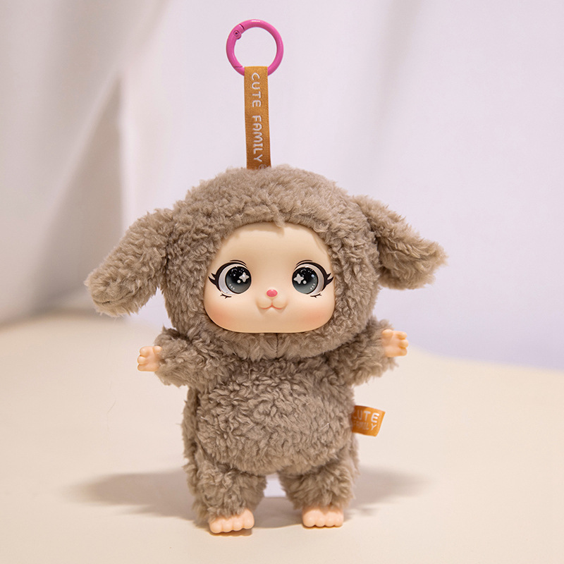 Cute silicona mascota familia colgante juguetes de peluche muñeca muñeca mochila muñeca llaveros muñeca