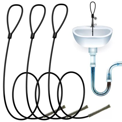 Bendable drain cleaner, hair removal brush for bathroom sinks, magic tool for cleaning the inside of kitchen sink pipes
