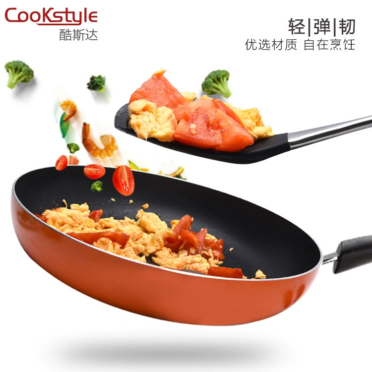 Силиконовая кухонная лопатка CookStyle, нержавеющая сталь, усиленная толстая, термостойкая (чёрная)