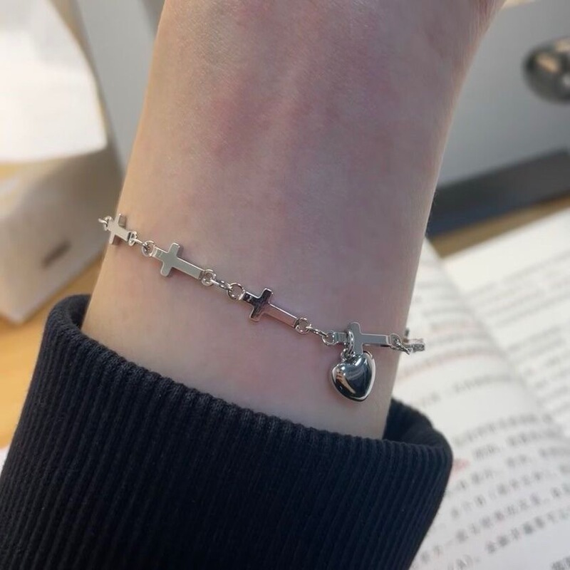 New Bm Bracelet Cross Heart Pendant Bracelet Ins Niche Stylish Versatile High-End Bracelet