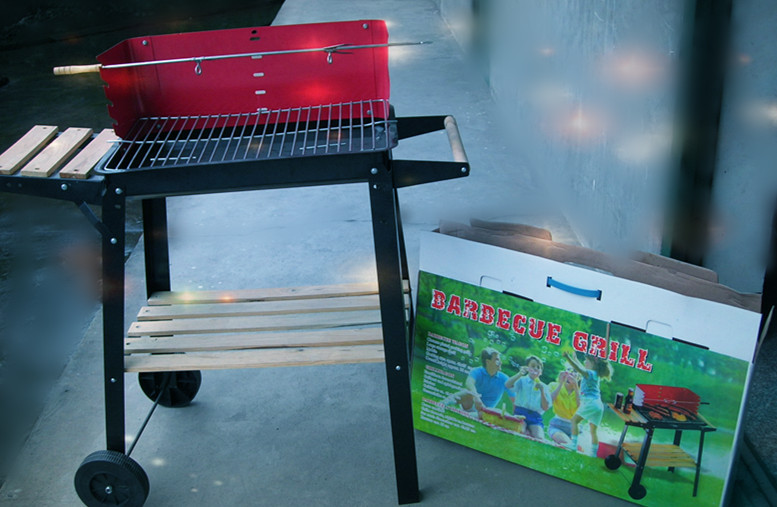 Fuente de la fábrica hogar cuadrado estufa de carbón barbacoa estufa con mesa de madera ajustable altura barbacoa estufa barbacoa parrilla