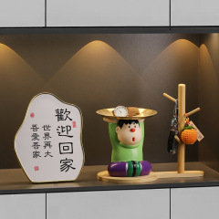 胖虎入户玄关钥匙收纳托盘摆件客厅吧台家居装饰品乔迁新居礼品