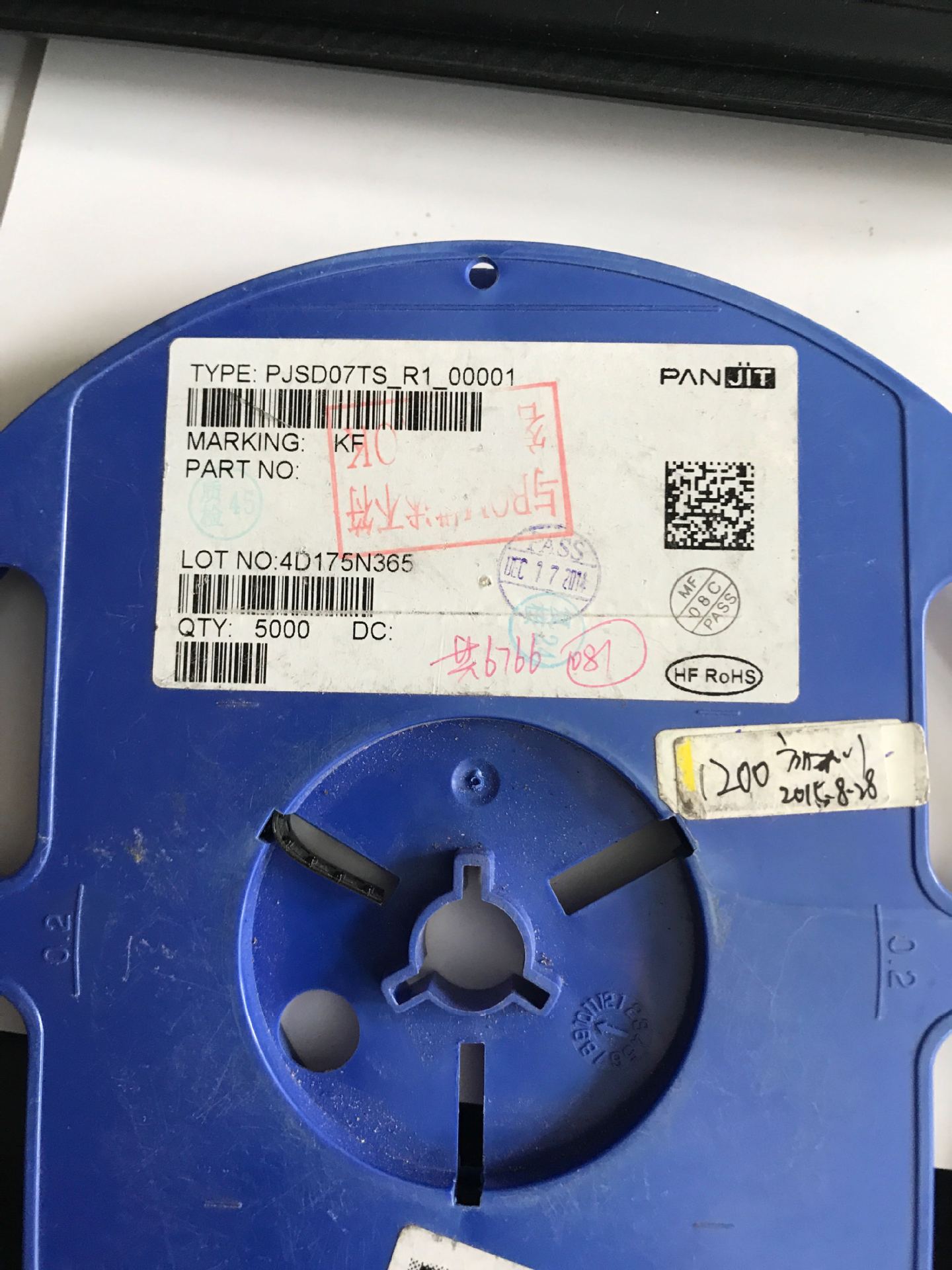 直拍 PJSD07TS SOD523 PANJIT/强茂ESD/TVS原装现货 1200个50元