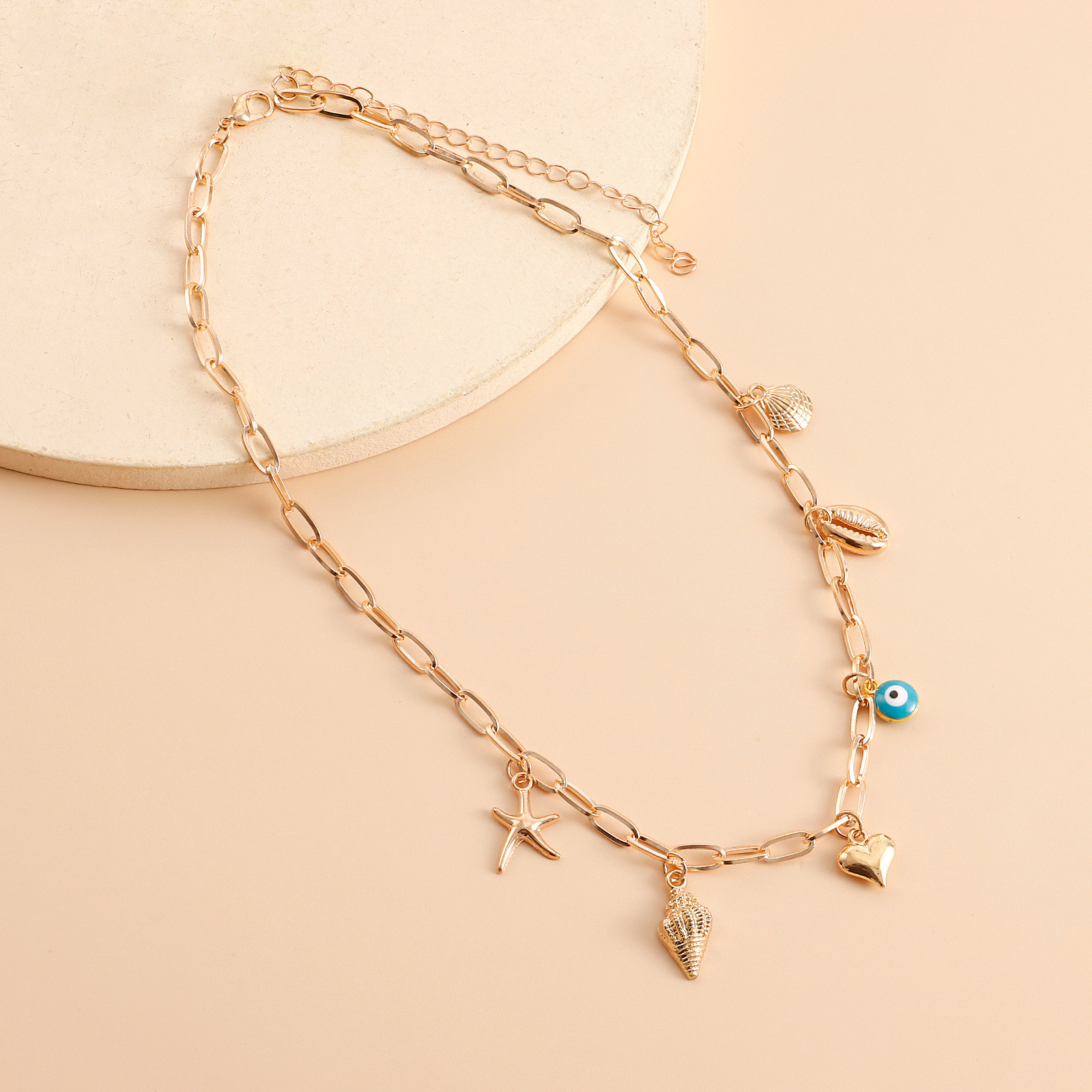 18g Weight Alloy Pendant Material Necklace Classification Alloy Chain Material 1 Piece Quantity Daily Occasion Alloy Material Devil's Eye, Starfish, Heart Shape Pattern Women's Gender Marine Style Style Marine Style Devil's Eye Starfish Heart Shape Alloy Wholesale Necklace 6