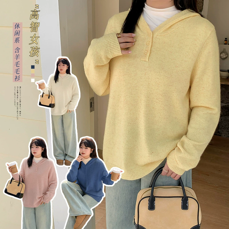 Женская одежда больших размеров Inno: новый зимний облегающий свитер из шерсти свободного кроя для женщин, модель 441955.