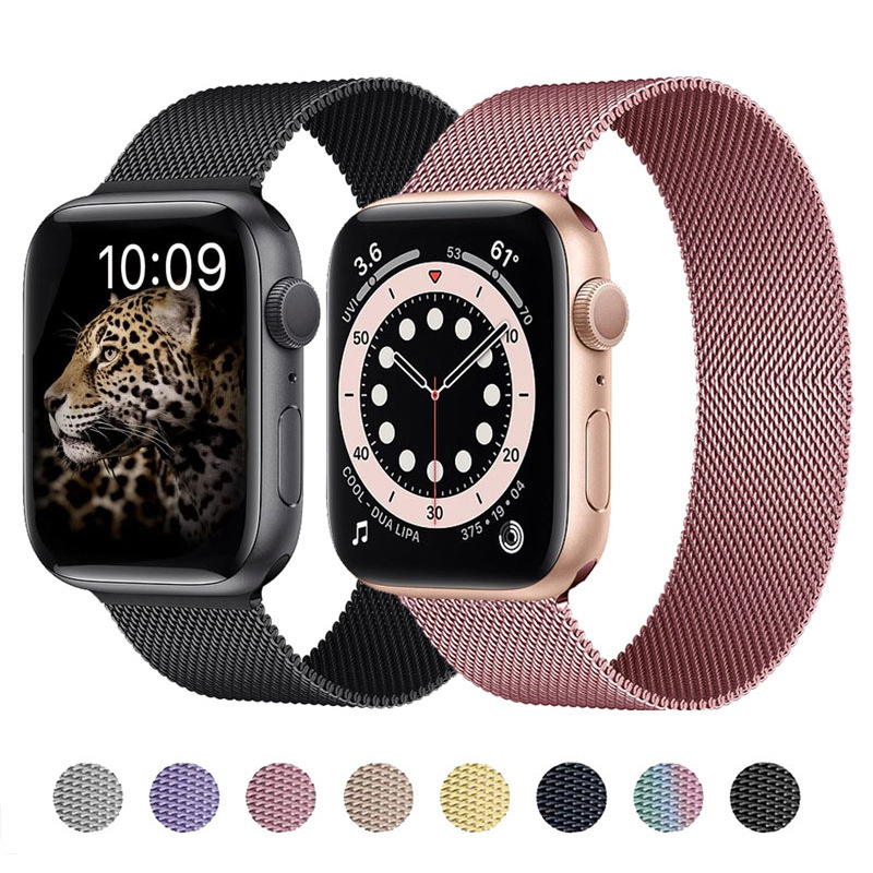 適用蘋果iWatch8米蘭尼斯磁吸錶帶Apple Watch 76543SE不鏽鋼腕帶