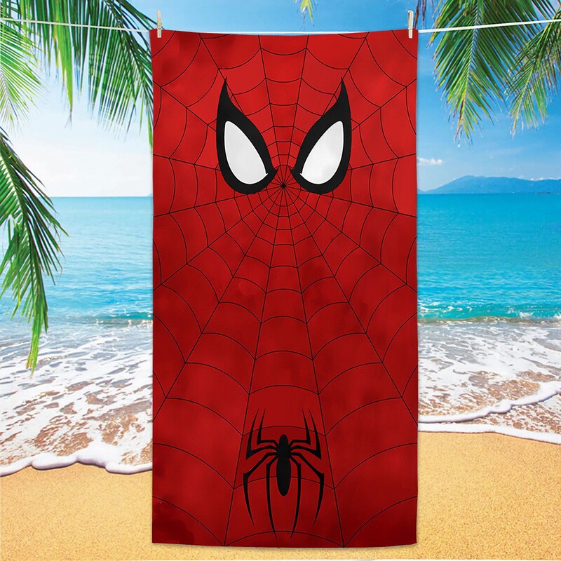 Marvel Spider-Man Printed Beach Towel Microfiber Quick-Drying Water-Absorbent Children's Cartoon Bath Towel Cross-Border Foreign Trade