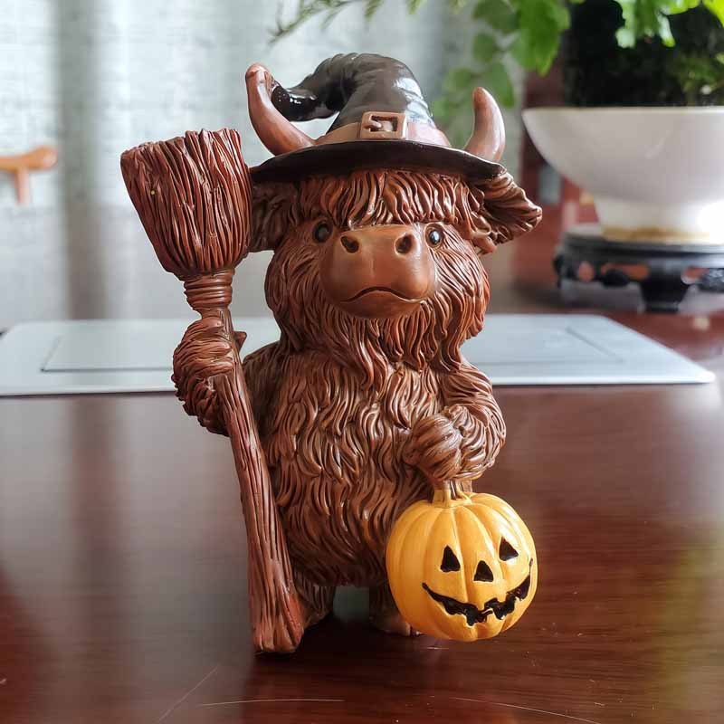 クロスボーダーハロウィン新しいかわいいハイランド牛ホームギフトクリスマスの日の雰囲気の装飾樹脂装飾品|undefined
