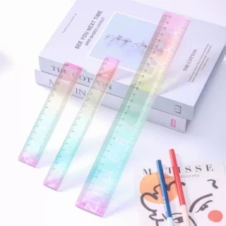铭强跨境创意文创尺子渐变色彩虹直尺15 20 30cm办公用品绘图测量