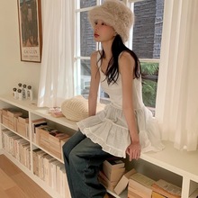 韩国代购2025年新款鬼马少女感蛋糕裙打底背心吊带叠穿打底连衣裙