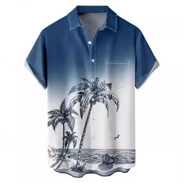 Summer New Men's Shirt 3D Printing Stitching Retro Hawaiian Shirt Multicolor Casual Lassel Shirt