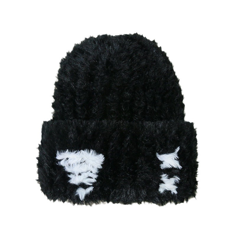 Plush Knitted for Women in Autumn Winter Korean Edition, Small Face and Versatile Woolen Hat, Big Headband, Warm Ear_voghion.com