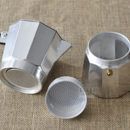 444Z wholesale aluminum Italian steam moka pot coffee pot extra strong household hand brewing drip filter brewing high pressure cold