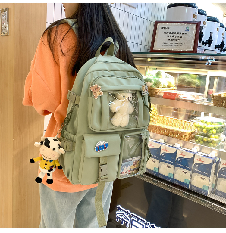 637g Weight Polyester Lining Material Zipper Closure Type School Occasion Nylon Material Solid Color Pattern Women'S Gender Square Shape White, Pink, Green, Blue, Black Color Large Size Wholesale Large Capacity Bear Backpack Nihaojewelry 9