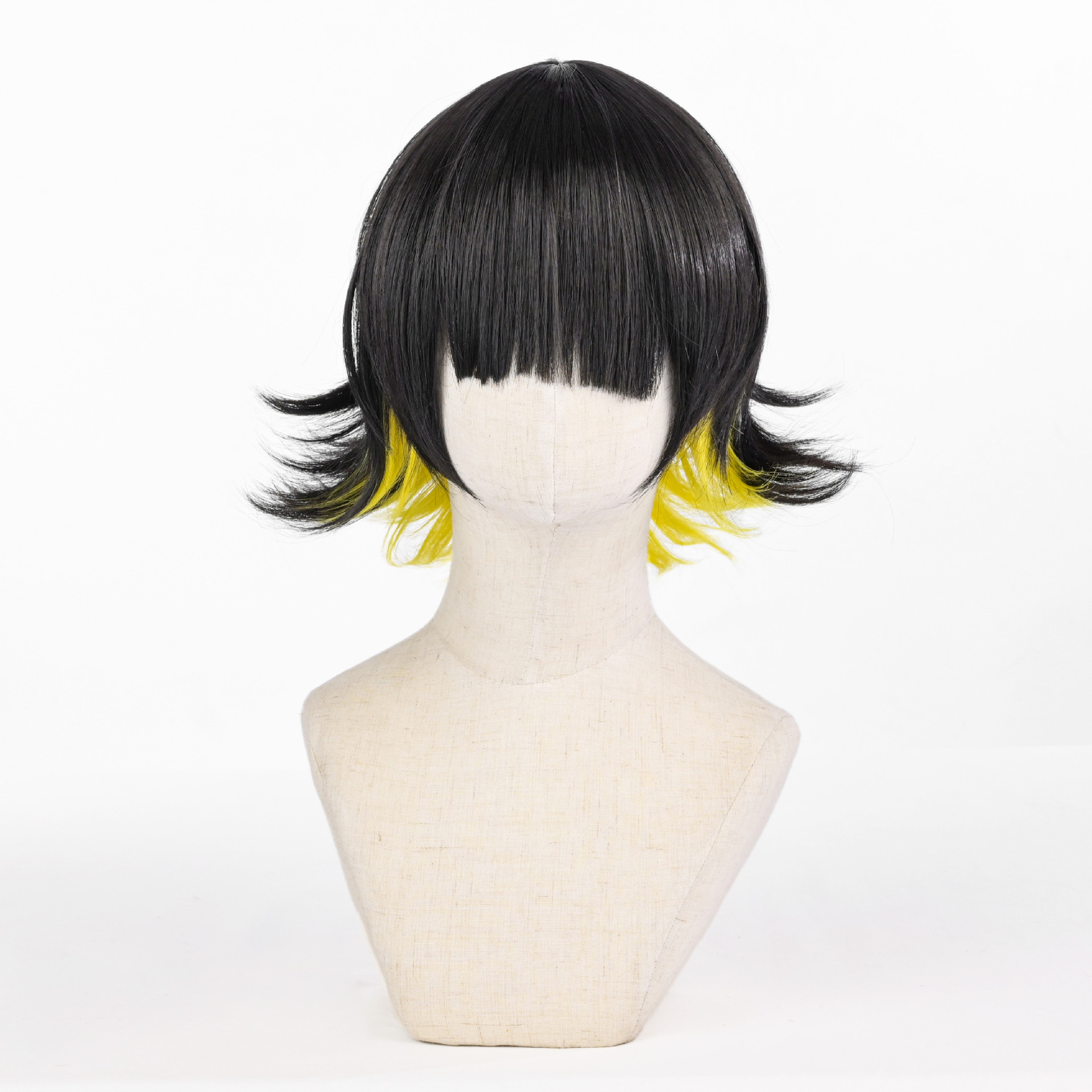 Synthetische Perücke Blue Prison Bee Joy Back COS Kurzhaar-Perücke im Double-Color-Block-Stil_voghion.com