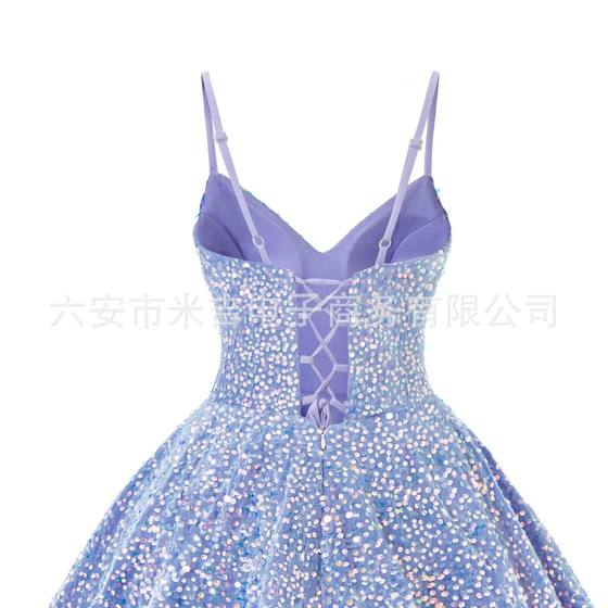 Sling Evening Dress 2024 New European and American Cross-border Amazon Sequin Dress dress Solid Color Banquet Dress