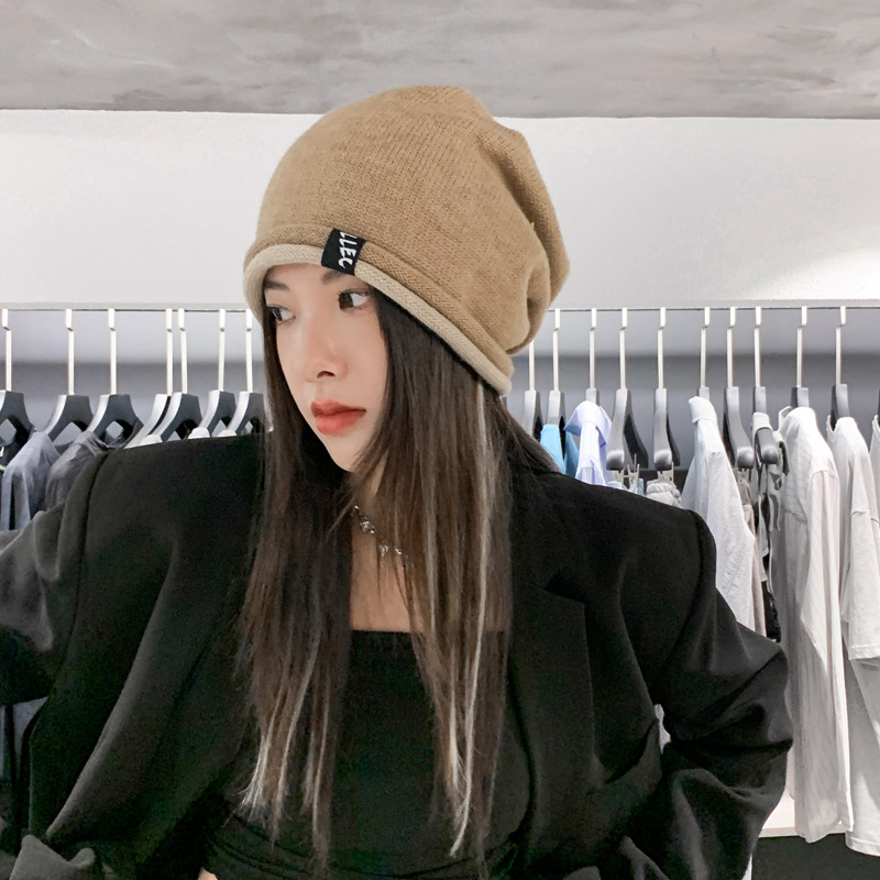 Koreansk höst och ny modeetikett för barn Stickad ylle vintervärme nät Röd Pile Pullover Hatt_voghion.com