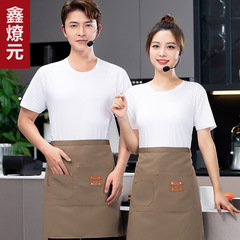 服務員半截帆布圍裙制印字logo烘焙咖啡奶茶店圍腰水果鮮花店工裝