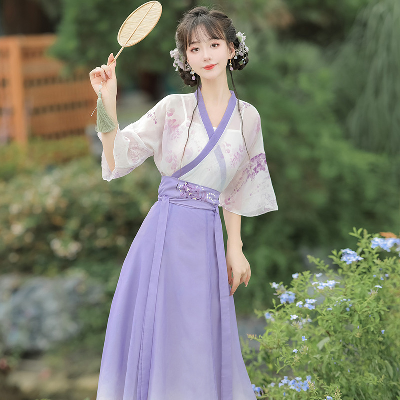 Original Winter Snow Hanfu with Chinese Elements, Qin and Han Dynasty Style Hanfu for Women, New Chinese Modern Improved Hanfu with Ancient Style for Summer