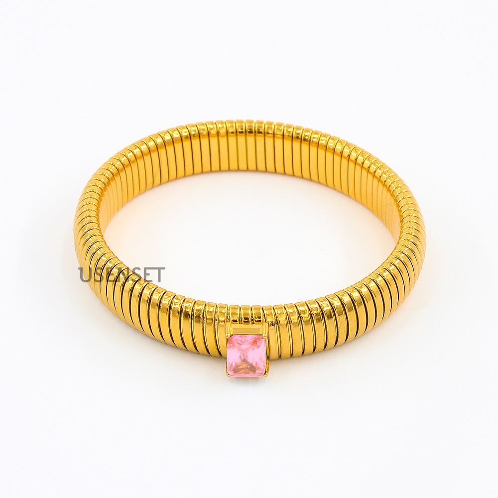 Fashion Geometric Stainless Steel Plating Zircon Bangle 1 Piece