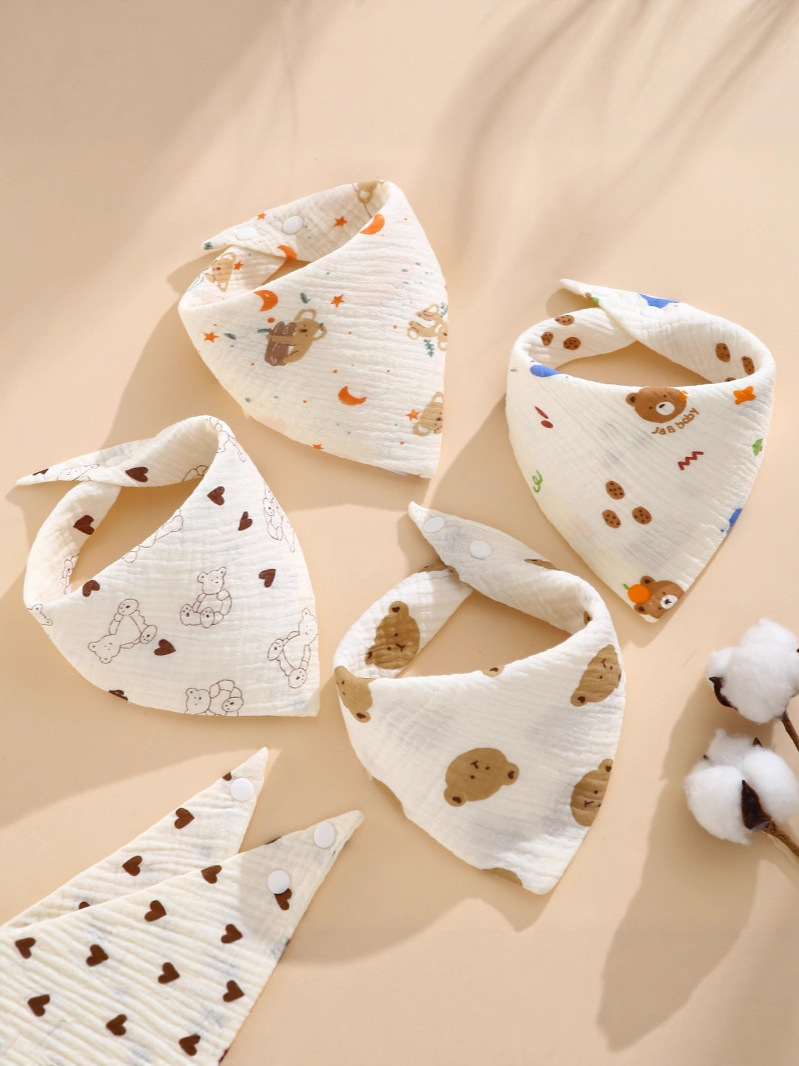 Toallas de saliva transfronterizas para bebés de algodón tipo un bib de dibujos animados para bebés toallas triangulares para bebés delantal de algodón puro productos infantiles