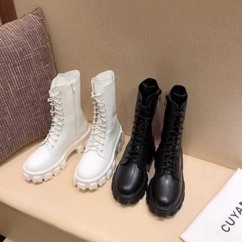 Martens, white thin breathable trend universal low boots platform, mid-length