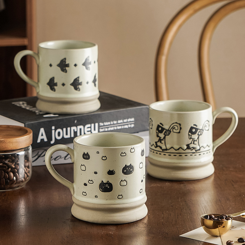 Creative Handmade Japanese Style Vintage Crude Pottery Coffee Cup Afternoon Tea Home Drinking Cup High Beauty Value Ceramic Cup Cross-border
