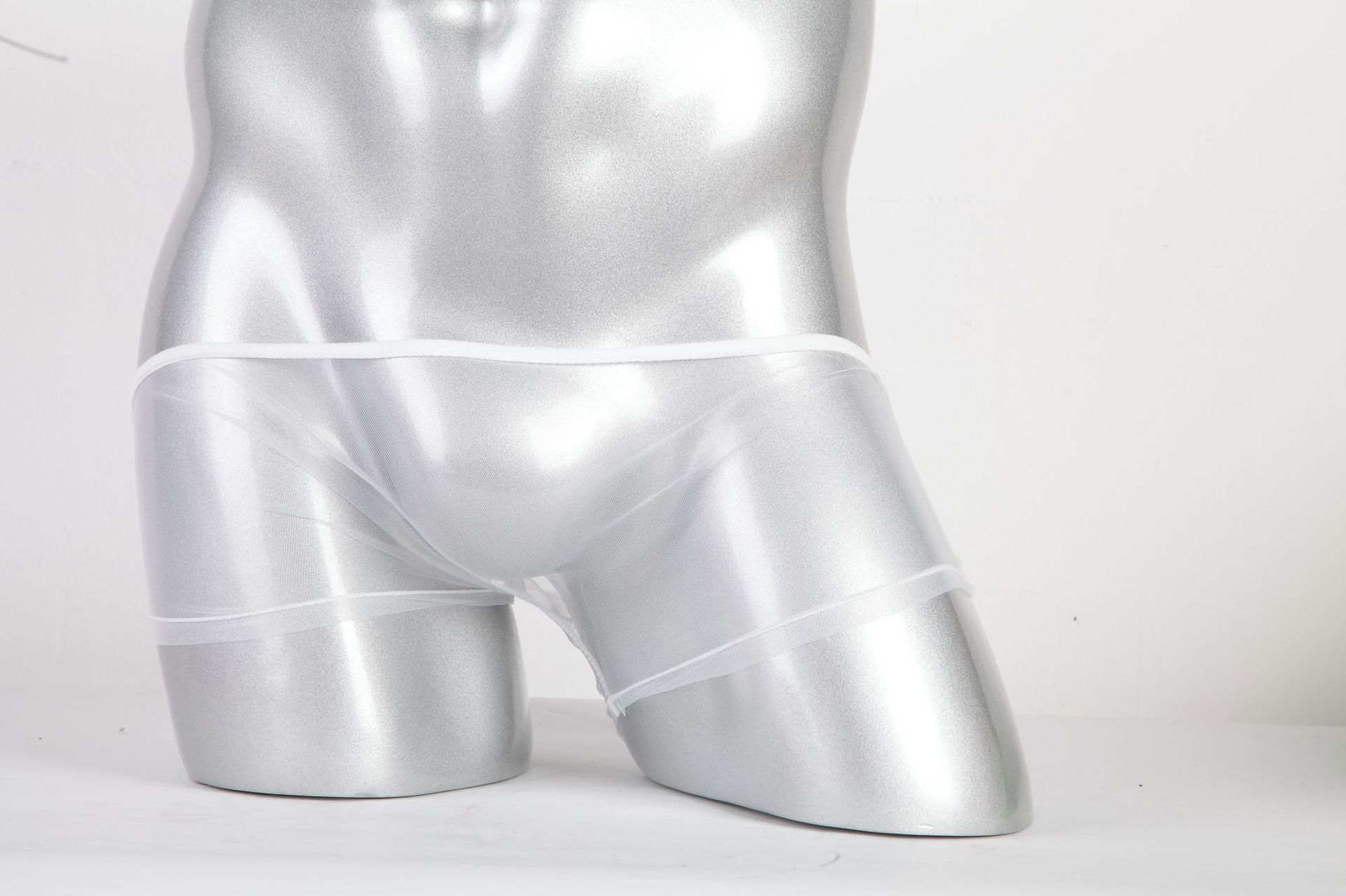 Ropa interior de los hombres de malla delgada ver a través de malla bolsa de cintura baja boxeadores más el tamaño C- 092