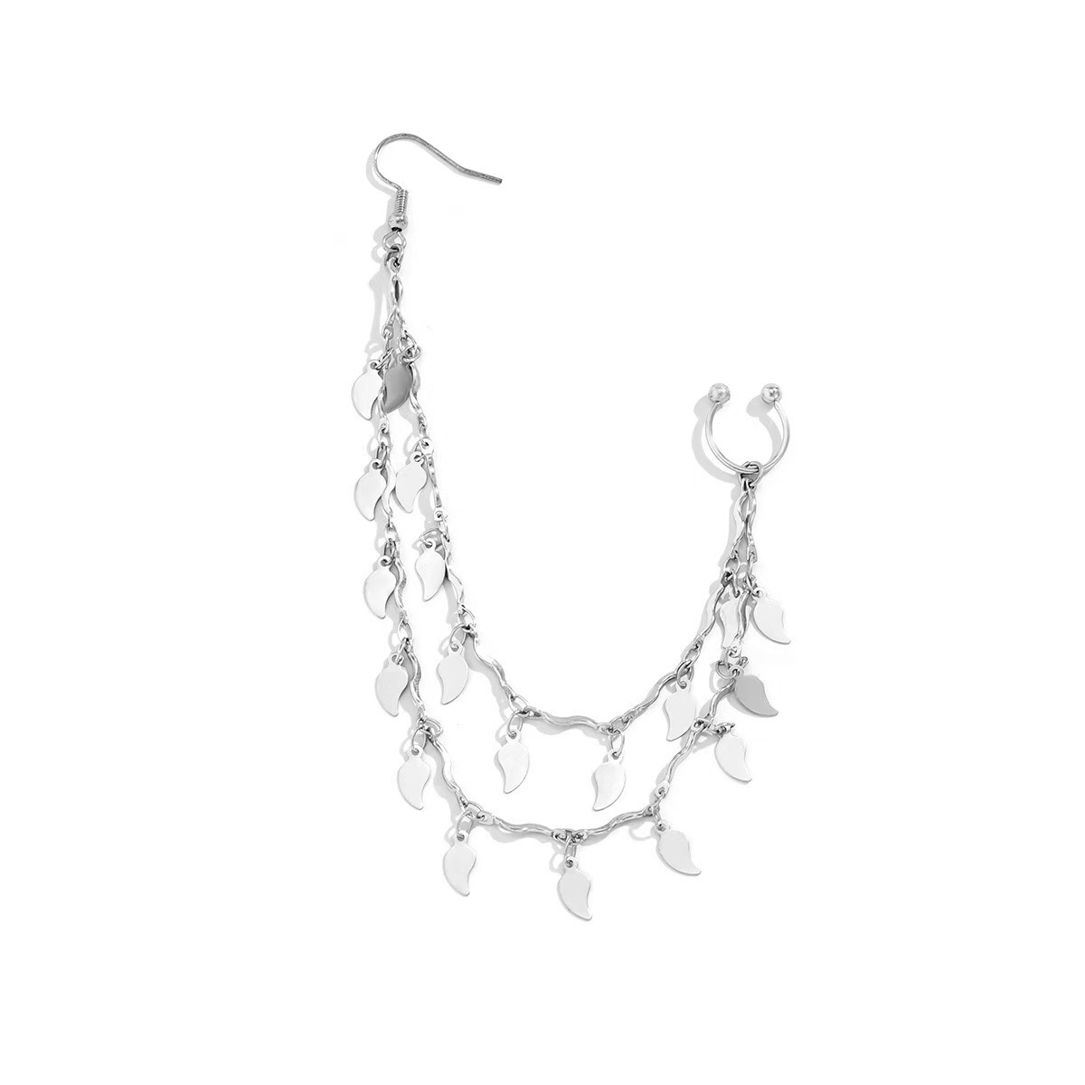 Argola de nariz sem piercing estrela e lua com borlas estilo etnico_voghion.com