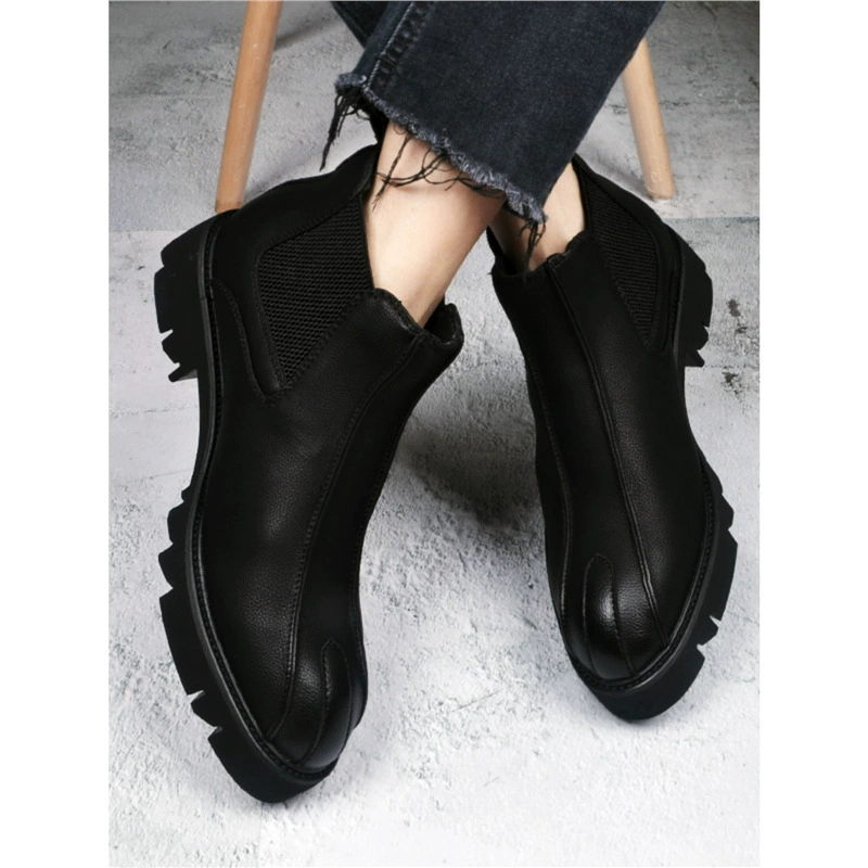 Молодежная тенденция мода сапоги челси мужские остроконечные кожаные сапоги Мартин сапоги мужские осенние и зимние теплые мужские туфли