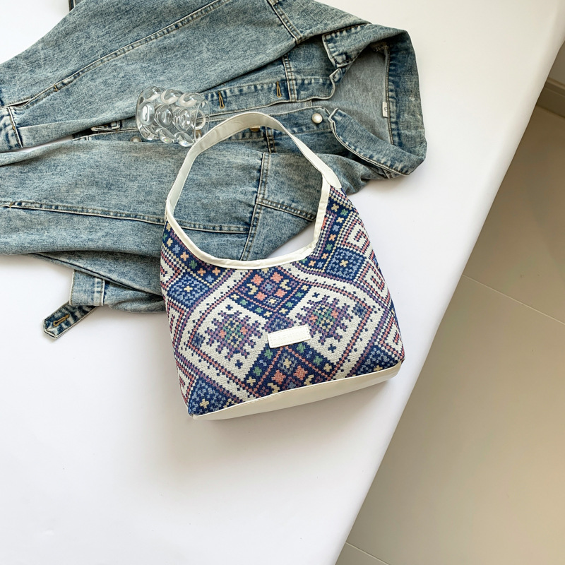 Bolsos de gran capacidad de estilo nacional 2024 bolsas de hombro de impresión de verano, bolsas de clase diarias de estudiantes de estilo exterior