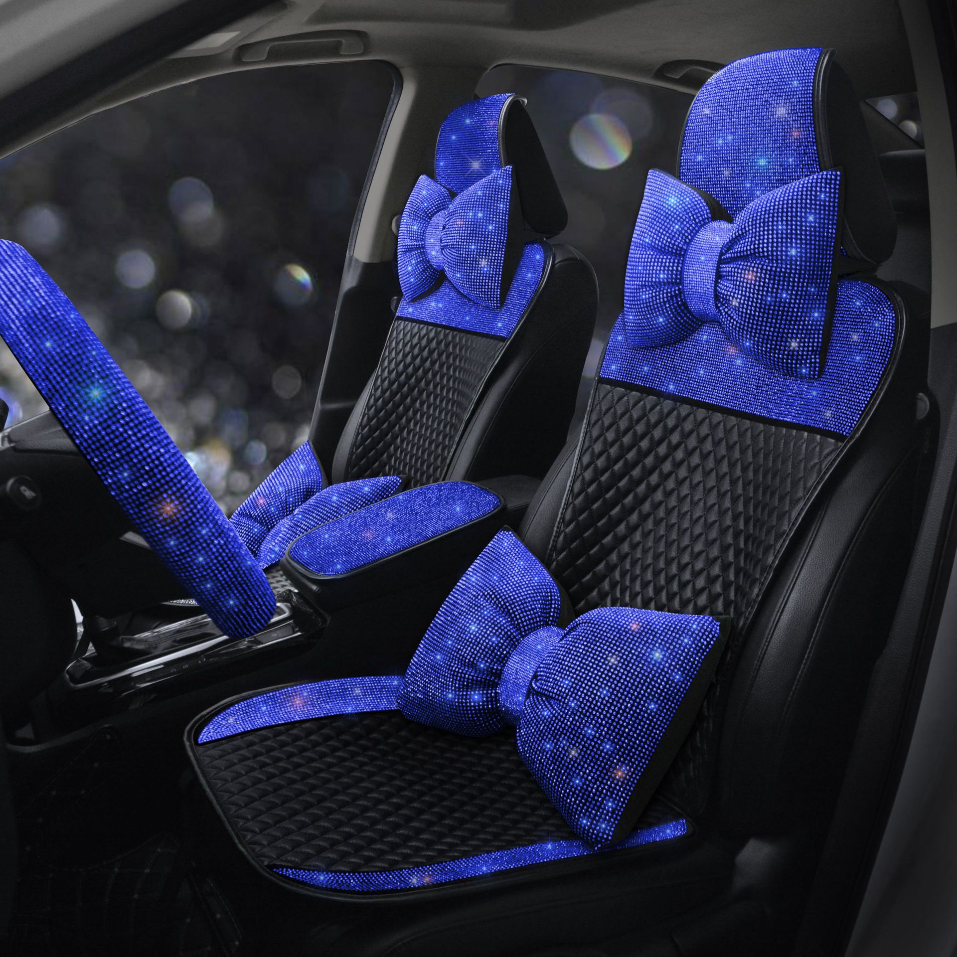 Universal Car Seat Cushion Leather Diamond-Encrusted Car Seat Cover Dropshipping Universal Model for All Seasons Cross-Border E-Commerce