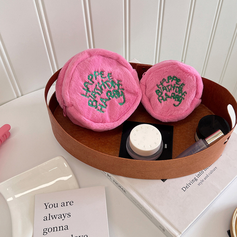 Ins Style Simple Plush Storage Bag Girl Mini Earphone Bag Cosmetic Bag T Student Niche Coin Coin Purse for Women