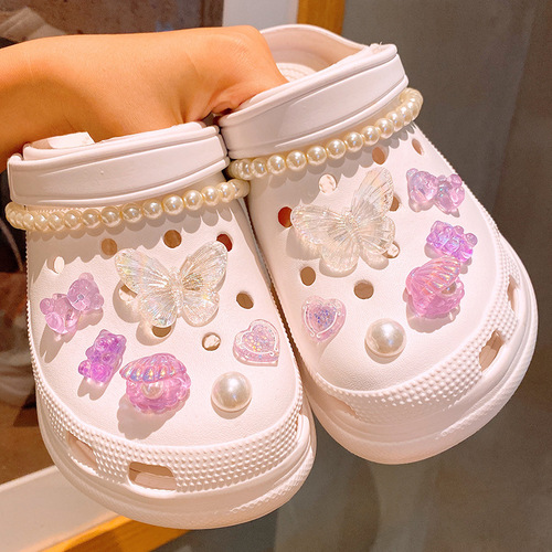 [Non-closing] Bow Pearl Korean INS Crocs Shoes Accessories Shoe Buckles Shoes Flowers Accessories Jewelry Wholesale