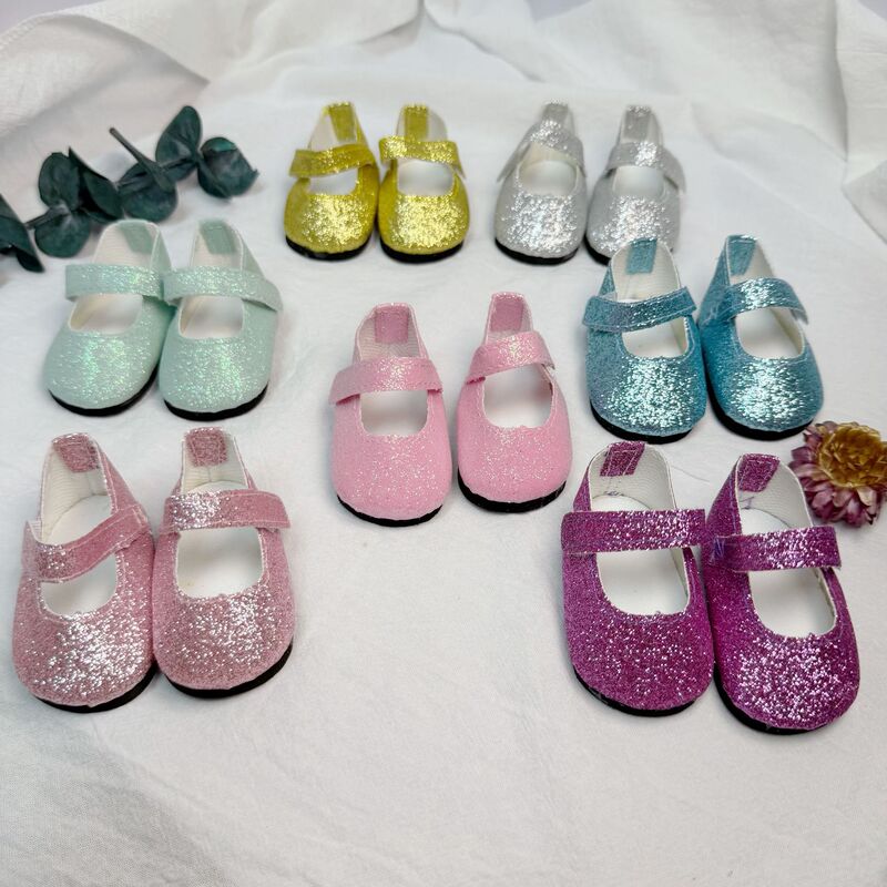 18inch American Girl Doll Shoes 43cm Doll Xiafu Sequin Shoes Doll Princess Shoes 7cm Doll Shoes