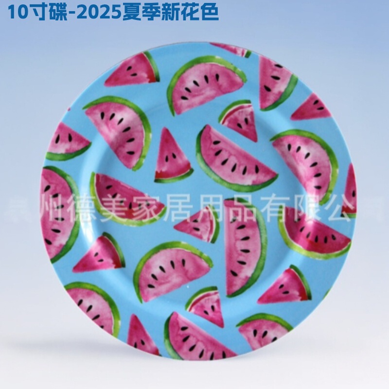 Summer Fruit Pattern Melamine Disc 10inch Melamine Disc Watermelon Lemon Peach Stripesd Summer Elements