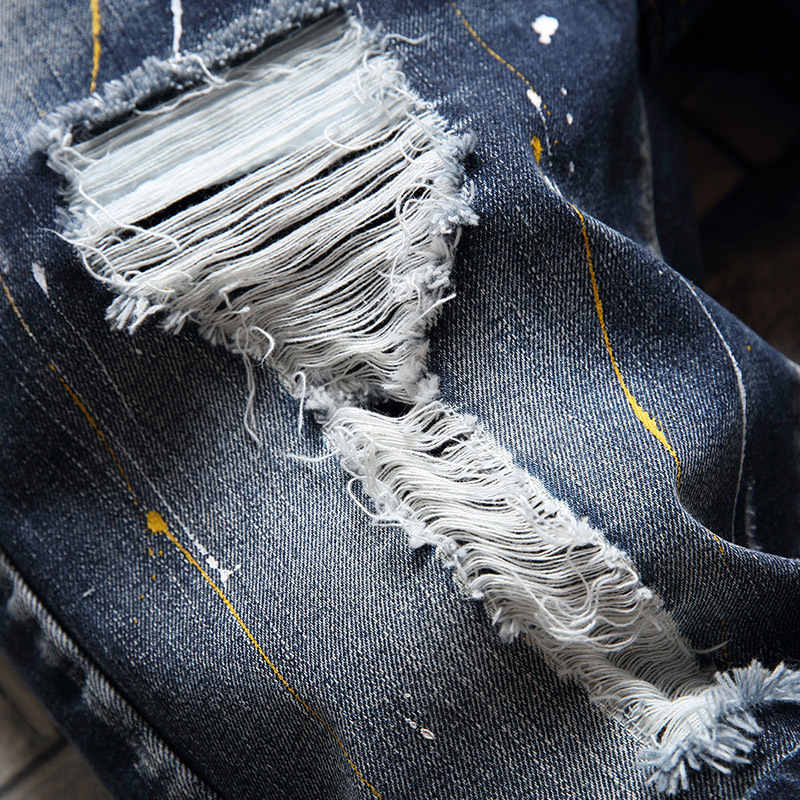 Pantaloncini jeans uomo distressed taglio dritto casual vintage_voghion.com