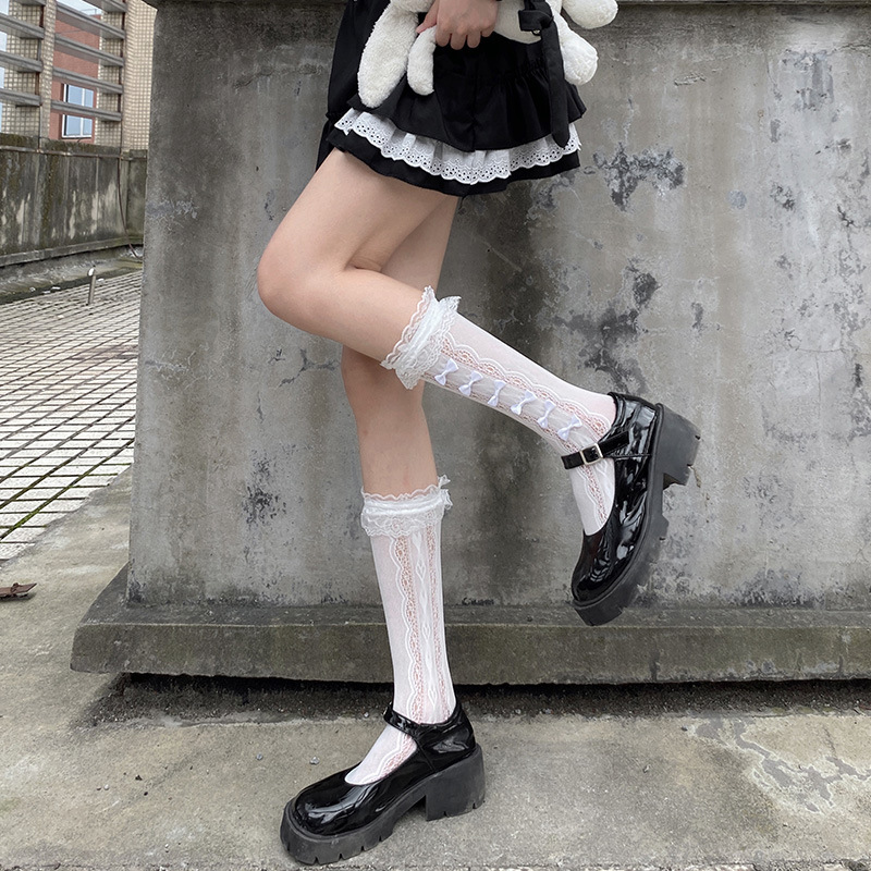 Hollowed-out lace no bow Black