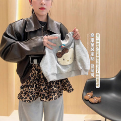 女童秋季新款卫衣裙套装儿童立体卡通圆领卫衣豹纹裙两件套