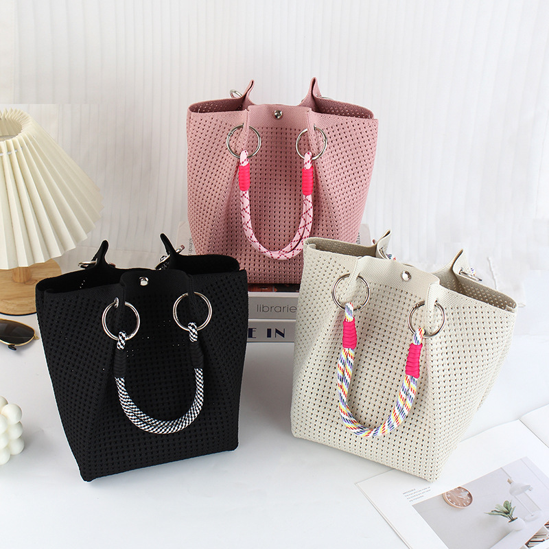 Versión coreana del bolso de cubo Feng Shui, bolso tejido, bolso de moda, bolso de mano de punto, bolso de hombro, bolso de mano, bolso de vacaciones femenino