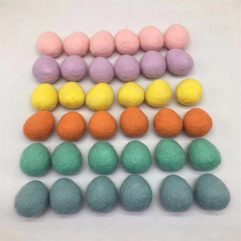 复活节彩蛋鸡蛋挂件 羊毛毡DIY复活节装饰品 宠物玩具毛毡彩蛋