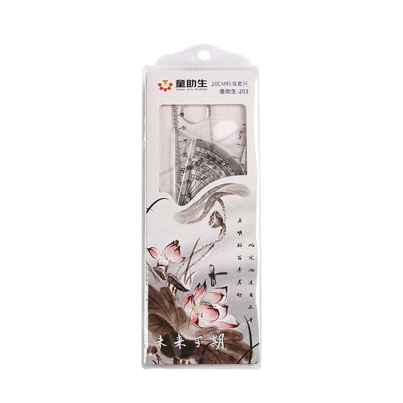 Regla de estilo antiguo creativo para estudiantes de primaria, cuatro piezas para el examen, regla de triángulo especial, 20cm papelería al por mayor