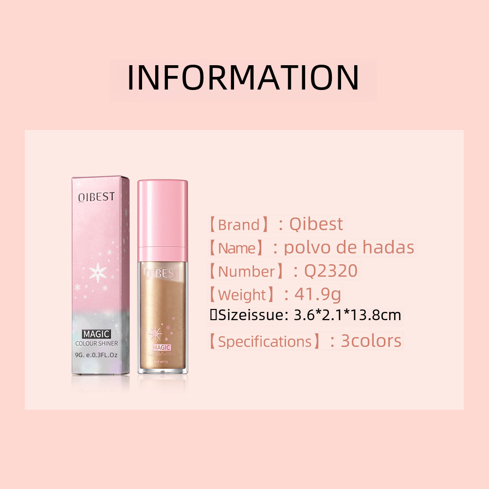 QIBEST resalte polvo de raqueta resalte perlado brillante polvo de hadas cuerpo completo brillo natural tridimensional polvo de reparaci&oacute;n de polvo suelto